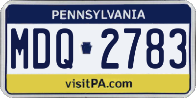 PA license plate MDQ2783