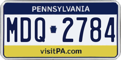 PA license plate MDQ2784