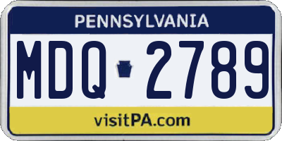 PA license plate MDQ2789