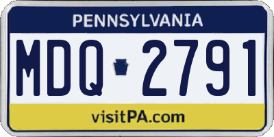 PA license plate MDQ2791
