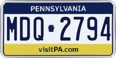 PA license plate MDQ2794