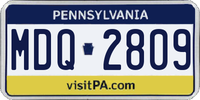 PA license plate MDQ2809