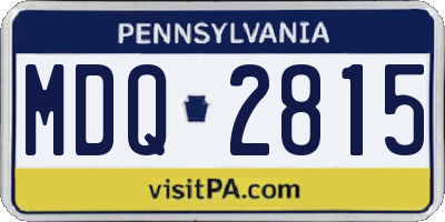 PA license plate MDQ2815