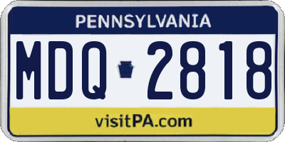 PA license plate MDQ2818
