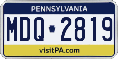 PA license plate MDQ2819