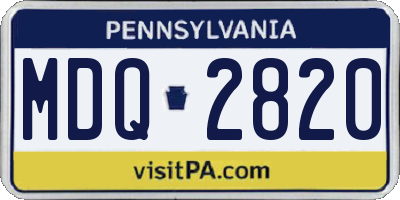 PA license plate MDQ2820