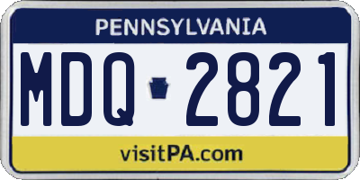 PA license plate MDQ2821
