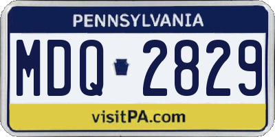 PA license plate MDQ2829