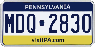 PA license plate MDQ2830