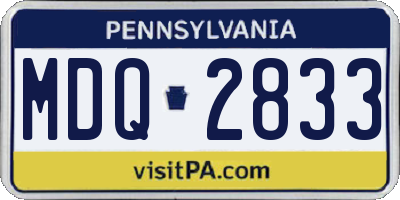 PA license plate MDQ2833
