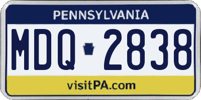 PA license plate MDQ2838