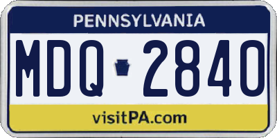 PA license plate MDQ2840