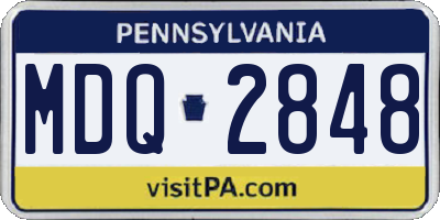 PA license plate MDQ2848