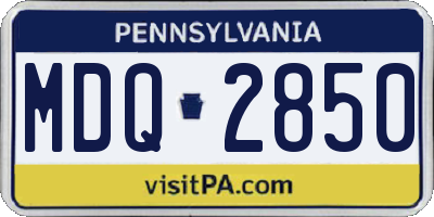PA license plate MDQ2850