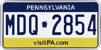 PA license plate MDQ2854