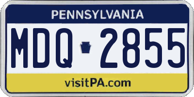 PA license plate MDQ2855