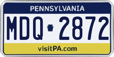 PA license plate MDQ2872