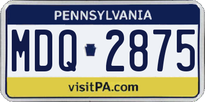 PA license plate MDQ2875