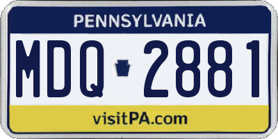 PA license plate MDQ2881