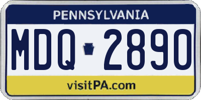PA license plate MDQ2890