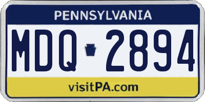 PA license plate MDQ2894