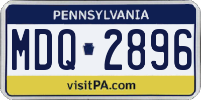 PA license plate MDQ2896