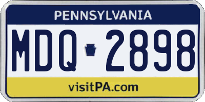 PA license plate MDQ2898
