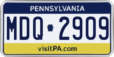 PA license plate MDQ2909