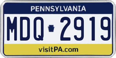 PA license plate MDQ2919