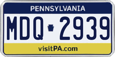 PA license plate MDQ2939