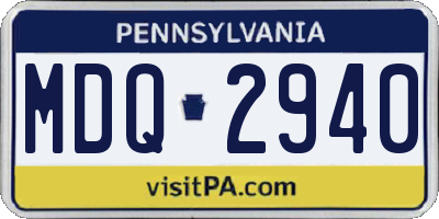PA license plate MDQ2940