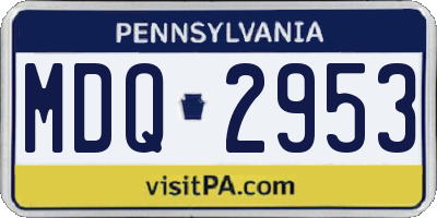 PA license plate MDQ2953