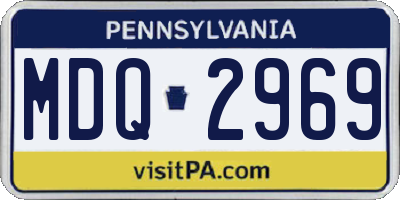 PA license plate MDQ2969