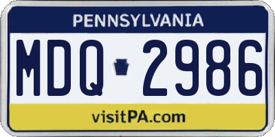 PA license plate MDQ2986