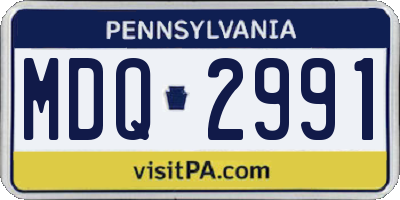 PA license plate MDQ2991