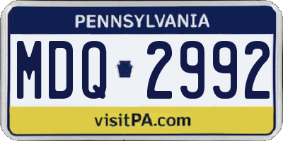 PA license plate MDQ2992
