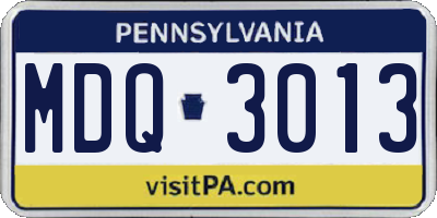 PA license plate MDQ3013