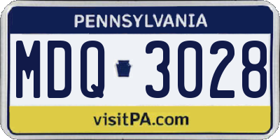 PA license plate MDQ3028