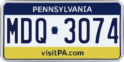 PA license plate MDQ3074