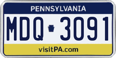 PA license plate MDQ3091