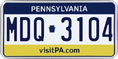 PA license plate MDQ3104