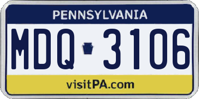 PA license plate MDQ3106