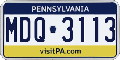 PA license plate MDQ3113