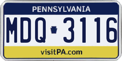 PA license plate MDQ3116