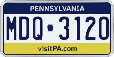 PA license plate MDQ3120