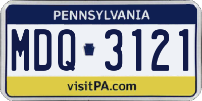 PA license plate MDQ3121