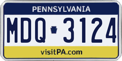 PA license plate MDQ3124