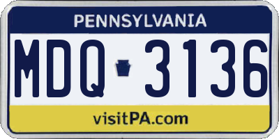 PA license plate MDQ3136