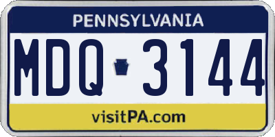 PA license plate MDQ3144