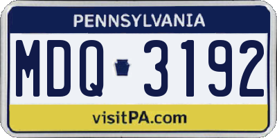 PA license plate MDQ3192